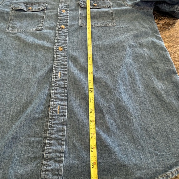 Wrangler Denim Button Down Short Sleeve Shirt, Size XL - Picture 3 of 7